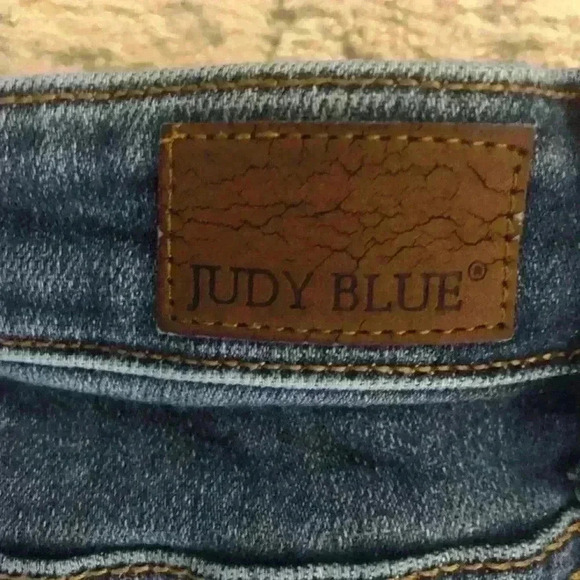 Judy Blue Womens 15/32 (Actual 38x29.5) Slim Fit Destroyed Blue Jeans Bootcut - Picture 6 of 6